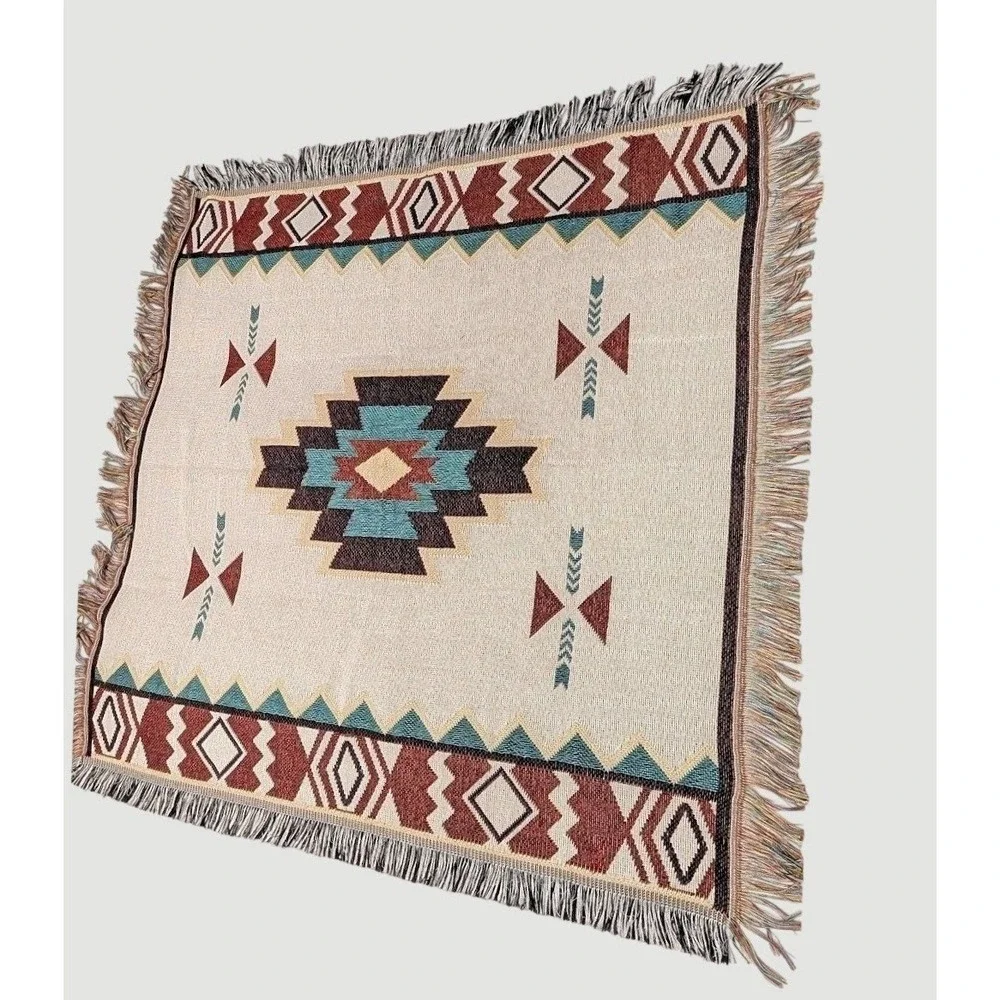 Southwestern Throw Sofa Blanket Tribal Fringed Tapestry Woven Rustic 35
